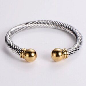 #306 Gold & Silver Titanium Steel Bangle